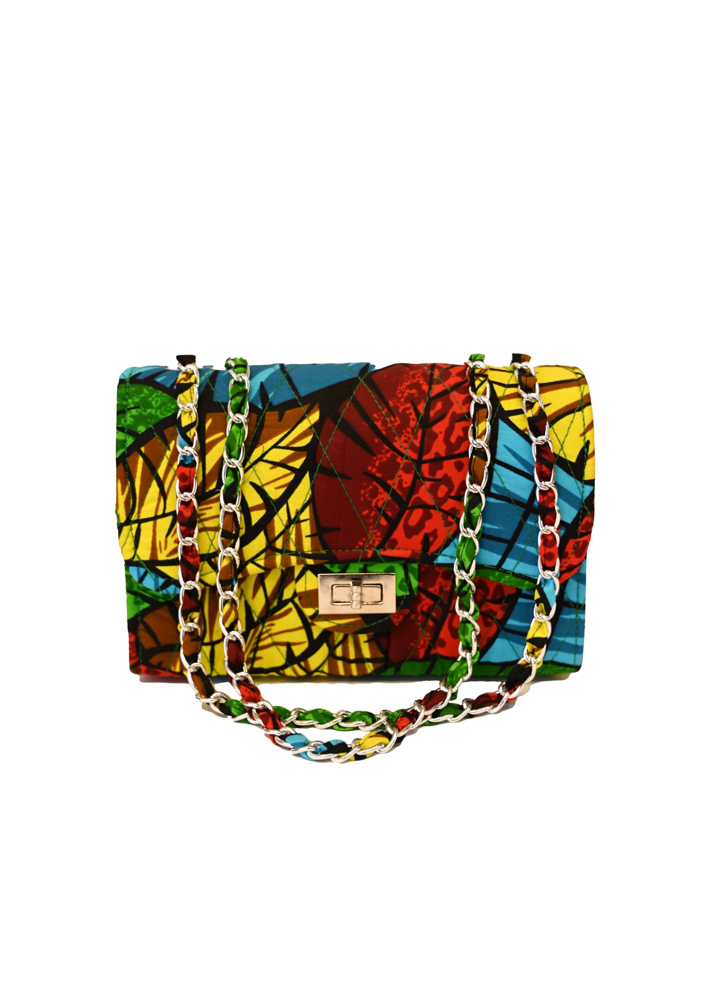 Ankara Large handbag - Multicolored w Chain